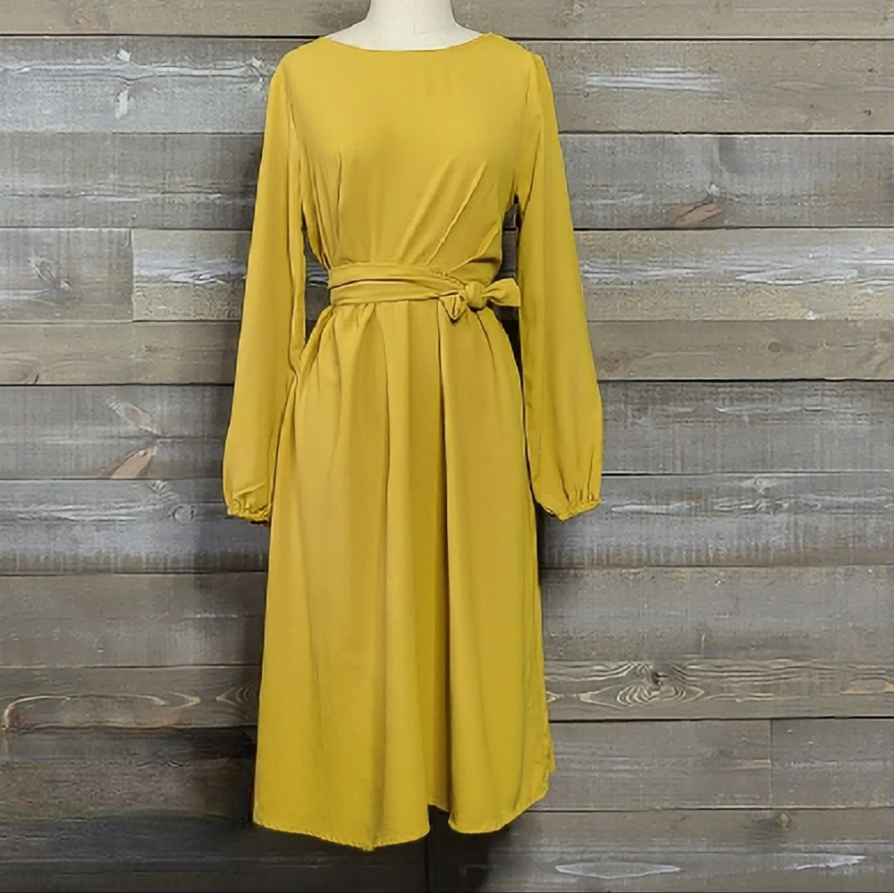 NWT Orange Creek Los Angeles Wrap Tie Belt A-Line Dress